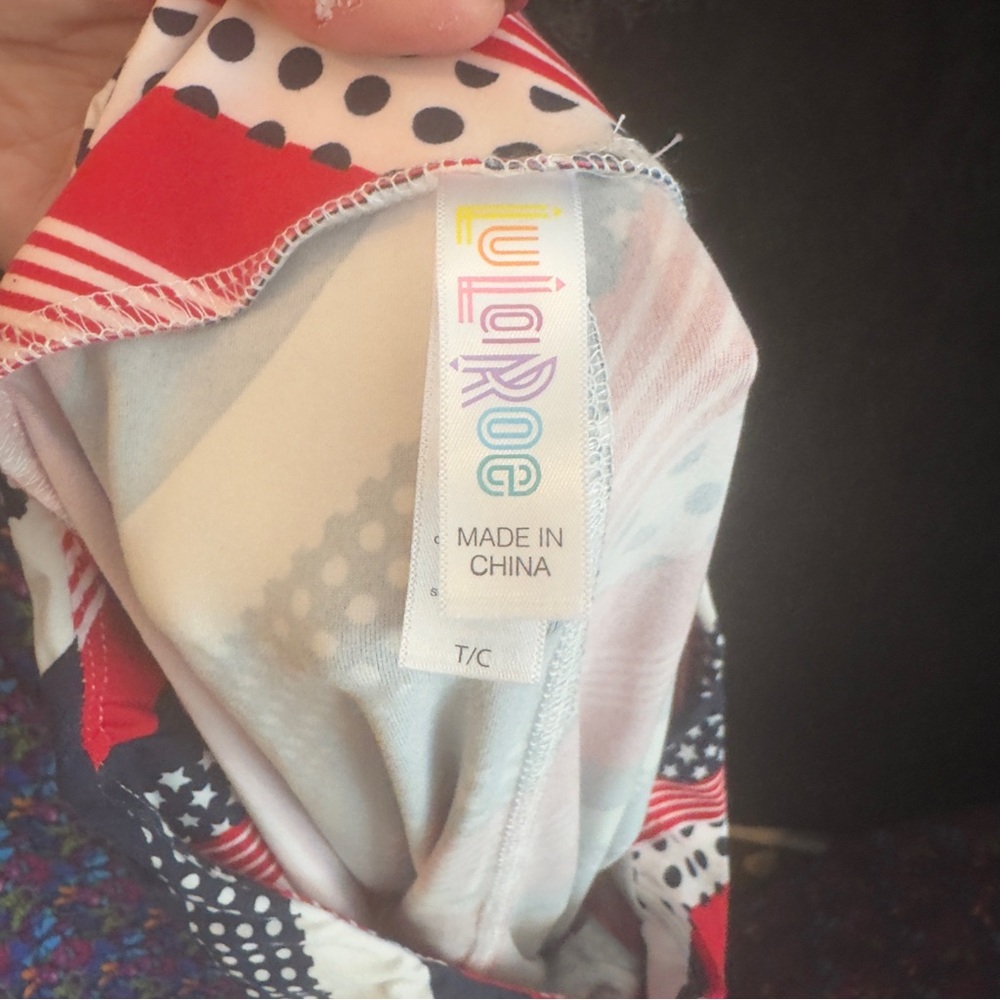 LuLaRoe Red White & Navy Patterned Fabric